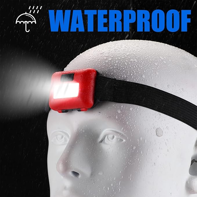 Macarrie 24 LED Headlamp Flashlight, Cob Head Light with 3 Modes, Waterproof Headlamp for Adults and Kids, 72 AAA Batteries for Outdoor Night Survival Camping Running, 4 Colors