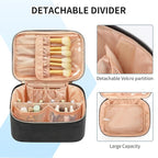 OCHEAL Makeup Bag, Portable Cosmetic Bag, Large Capacity Travel Makeup Case Organizer, Black For Women Toiletry Bag for Girls Traveling With Handle and Divider