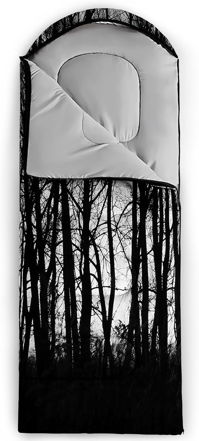 Sleeping Bags for Adults and Kids，3D Printing Camping Sleeping Bag for Girls Boys Lightweight Waterproof Cold/Warm 3-Season，Outdoor Travel with Compression Bags