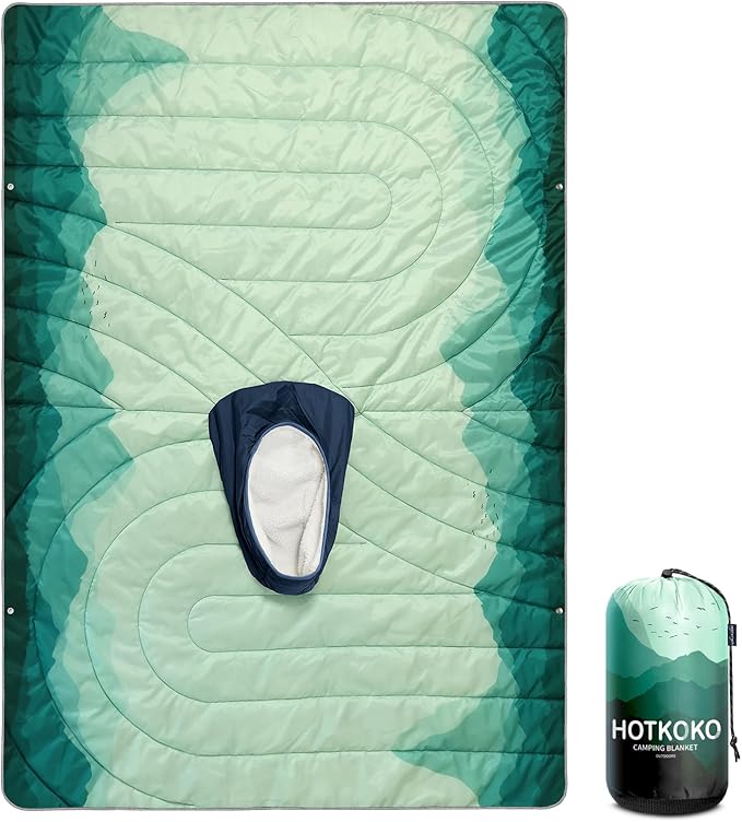 Camping Blanket, Poncho Wearable Hoodie Blankets Outdoor Waterproof Windproof