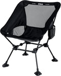 iClimb Ultralight Compact Camping Folding Beach Chair with Anti-Sinking Large Feet and Back Support Webbing (Black - Square Frame)