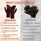 Merino Wool Gloves for Women Men, Touch Screen Warm Glove Liners Thermal Soft Knit Lining for Winter Running Hiking
