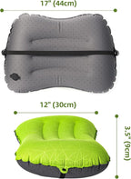 Camping Pillow - Inflatable Pillow - Travel Pillows for Backpacking & Airplane, Lumbar Support 2.0 Blow Up Pillow, Ultralight Compressible, Comfortable, Ergonomic Pillows (Light Grey)