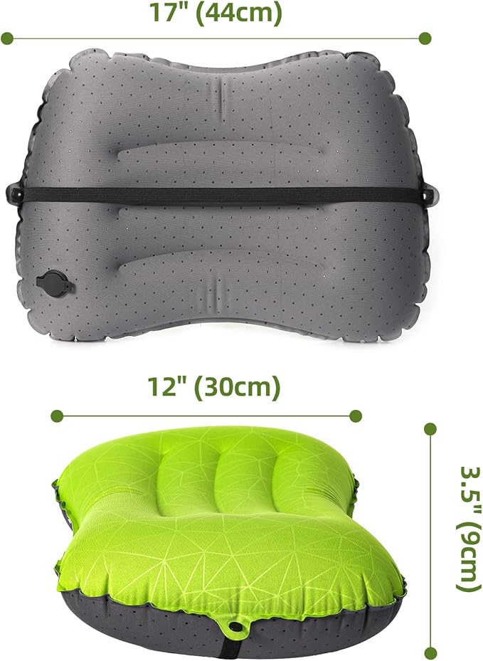 Camping Pillow - Inflatable Pillow - Travel Pillows for Backpacking & Airplane, Lumbar Support 2.0 Blow Up Pillow, Ultralight Compressible, Comfortable, Ergonomic Pillows (Light Grey)