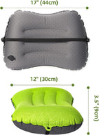 Camping Pillow - Inflatable Pillow - Travel Pillows for Backpacking & Airplane, Lumbar Support 2.0 Blow Up Pillow, Ultralight Compressible, Comfortable, Ergonomic Pillows (Light Green)