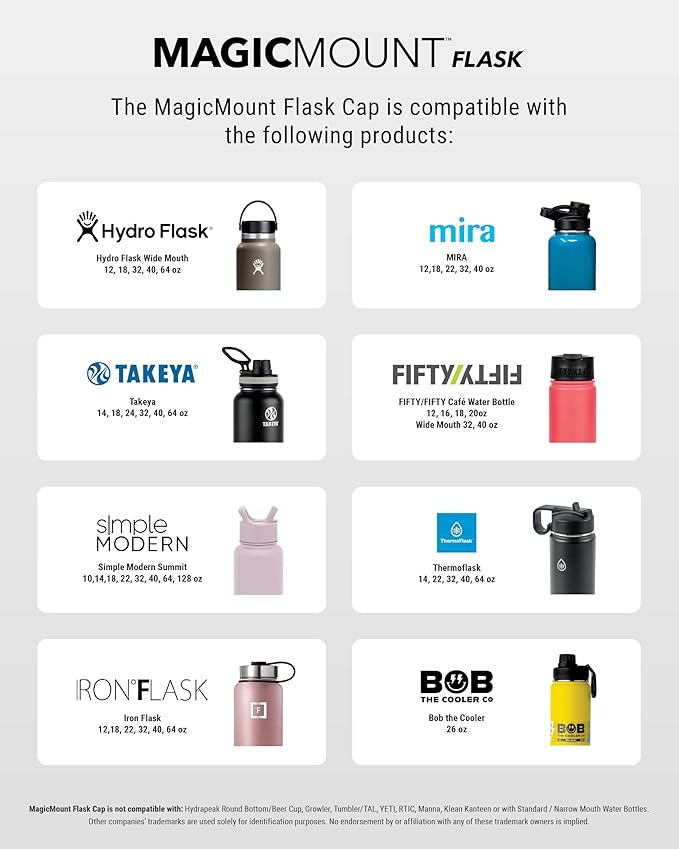Scosche MFMS22 MagicMount Flask 22 oz Stainless Steel Water Bottle with MagSafe Phone Mount Stand, 12H Hot & 24H Cold Insulated Flask with Magnetic Phone Holder for Gym, Car, Travel, Sports 22oz Black