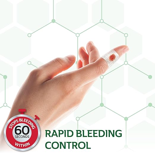 CURAD BloodStop Wound Dressing, 1” x 1”, Hemostatic Gauze Helps Stop Bleeding Quickly, For Cuts, Abrasions or Nosebleeds, 10 Count