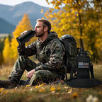 32 Oz Insulated Water Bottle - Stainless Steel Metal Military Black Water Jug with Sleeve, Gym Water Bottles for Men Sports Workout Hiking with Black Water Bottle Pouch