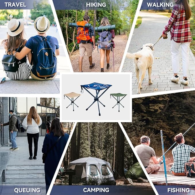 Lightweight Camping Stool 7075 Aluminum Small Folding Camping Portable Chair with Carry Bag Retractable Backpacking Stool for Travel Camping Hiking Fishing Garden Work Picnic BBQ Outdoor