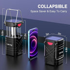 LETMY 4 Pack Camping Lantern, Rechargeable LED Lanterns, Solar Lantern Battery Powered Hurricane Lanterns Flashlight with 3 Powered Ways & USB Cable for Emergency, Power Outage, Hurricane Supplies
