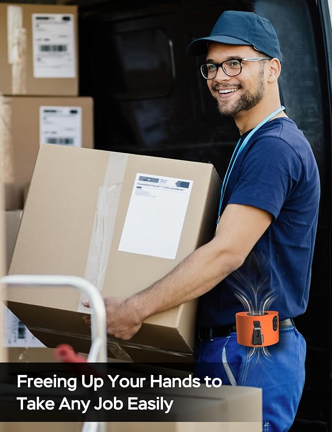 Portable Waist Fan, 10000mAh Battery Operated, Rechargeable Clip On Belt, 10 Speed, 12000RPM Strong Airflow, Max 24H Working Time, Personal Shirt fan for Outdoor Work Jobsite Farms