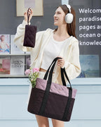 LOVEVOOK Puffer Tote Bag for Women, Puffy Work Handbag, Travel Shoulder Carry On Bag with Zipper for Teacher Nurse Gym