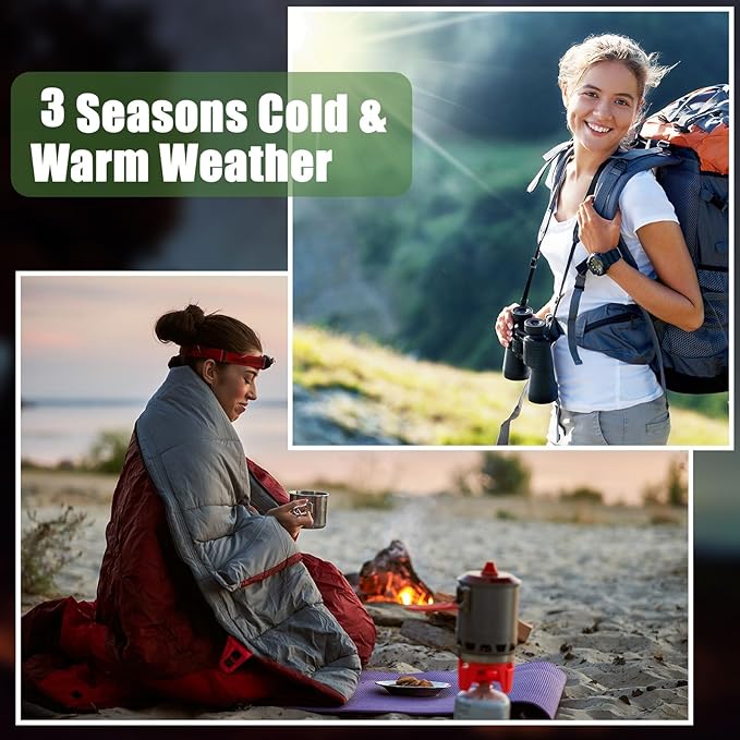 Macarrie 10 Pcs 0 Degree Camping Sleeping Bags Bulk for Adults Cold Weather 4 Season Warm Sleeping Bag with Compression Sack for Homeless Donation Shelter Emergency Hiking