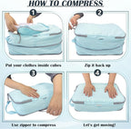 Extra Large Compression Packing Cubes for Travel Essentials, 2 Set Expandable Travel Cubes for Packing Compression Bags Luggage Suitcase Organizer, Blue