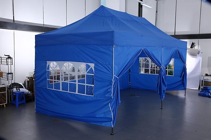 COBIZI 10x20 Pop up Canopy Tent with 6 Sidewalls, Waterproof Heavy Duty Commercial Canopy for Parties, Outdoor Tent, Garden Gazebo, Carry Bag with Wheel (10x20ft, White)