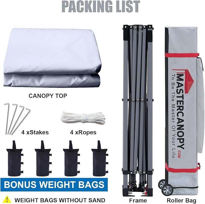 MASTERCANOPY Heavy Duty Pop-up Canopy Tent with Sidewalls (10x10,White)