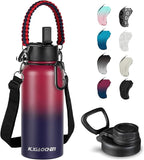 KXIAOCHEN Insulated Water Bottle, Stainless Steel Water Bottle, 2 Lids (Straw and Handle Lid),Wide Mouth Metal Water Bottles Keep Hot and Cold, Double Walled, Thermo Mug, Metal Canteen