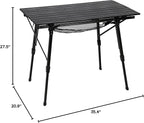 PORTAL Camping Table Foldable Portable with Adjustable Legs, Aluminum Folding Table Roll Up Table with Carrying Bag for Outdoor, Beach, Picnic, Backyards, BBQ and Party, Black