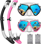2 Pack Snorkeling Gear for Adults, Dry Snorkel, Mask Set Adult, Diving Scuba Mask, Scuba Gear, Swimming Goggles with Nose Cover, Swim Freediving Tempered Glass Panoramic View Travel Packages