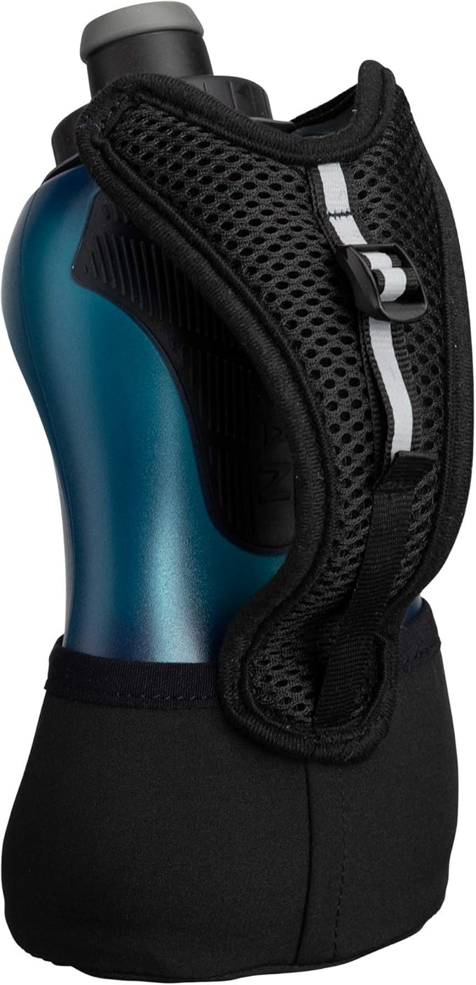 Nathan Running Handheld Water Bottle Adjustable No-Grip Quick Squeeze Lite Hand Strap. 12 oz Insulated Water Bottle. Reflective Hydration