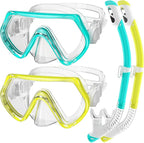 Snorkeling Gear for Kids, Kids Snorkel Set for Ages 3-14, Anti-Fog Diving Mask and Dry Top Snorkel Combo Set, Unisex Swimming Goggles
