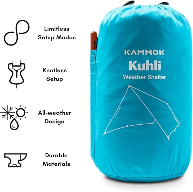 KAMMOK Kuhli: Ground-to-air, Weatherproof Protection in The Backcountry. (A high Performance shelter Equipped to Adapt to Varied environments), Ember Orange