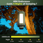 Portable Camping Light with Stand 67'' Rechargeable Work Light - 6500Lumen, 20000mAh Battery, 2700K-6000K Dimmable Emergency Flashlight with Magnetic Base for Camping, Garage, Power Outages