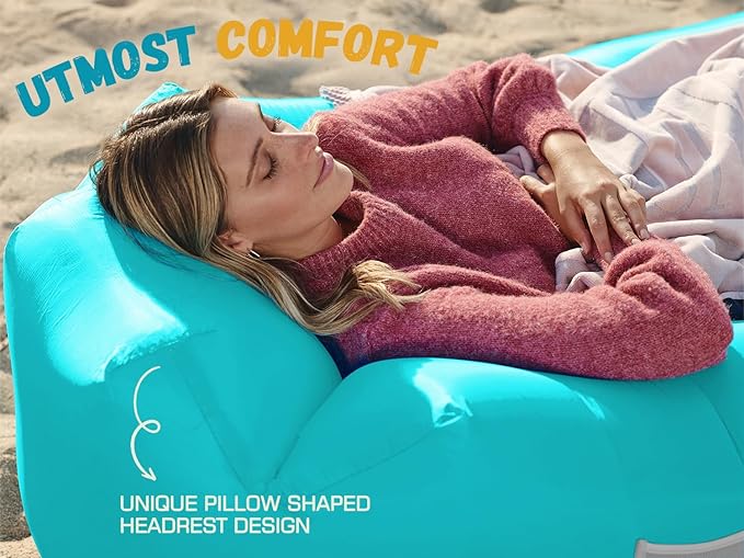 WEKAPO Inflatable Sun Lounger, Air Sofa, Hammock, Portable, Waterproof and Leak-Proof, Ideal for Backyard, Beach, Travel, Camping, Picnics and Music Festivals