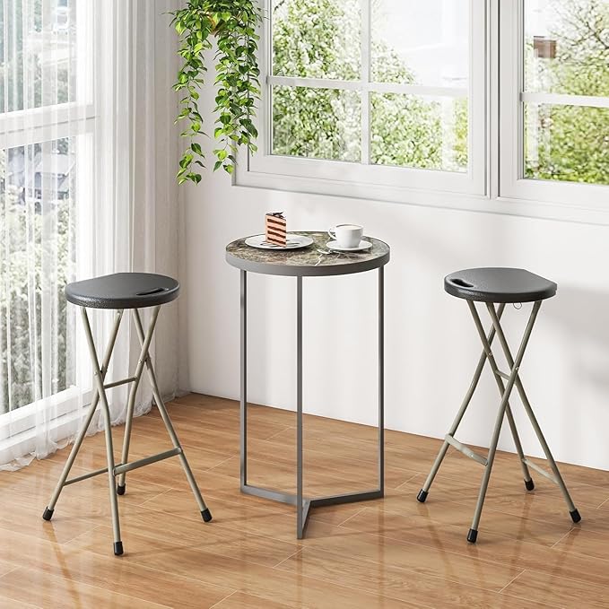 Goplus Folding Stool, 3 Pack 28 Inch Foldable Camping Seat for Adults with 550 lb Capacity, Portable Plastic Fold up Round Stool with Handle for Fishing Hiking Gardening BBQ