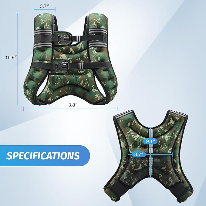 ZELUS Weighted Vest, 6lb/8lb/12lb/16lb/20lb/25lb/30lb Weight Vest with Reflective Stripe for Workout, Strength Training, Running, Fitness, Muscle Building, Weight Loss, Weightlifting