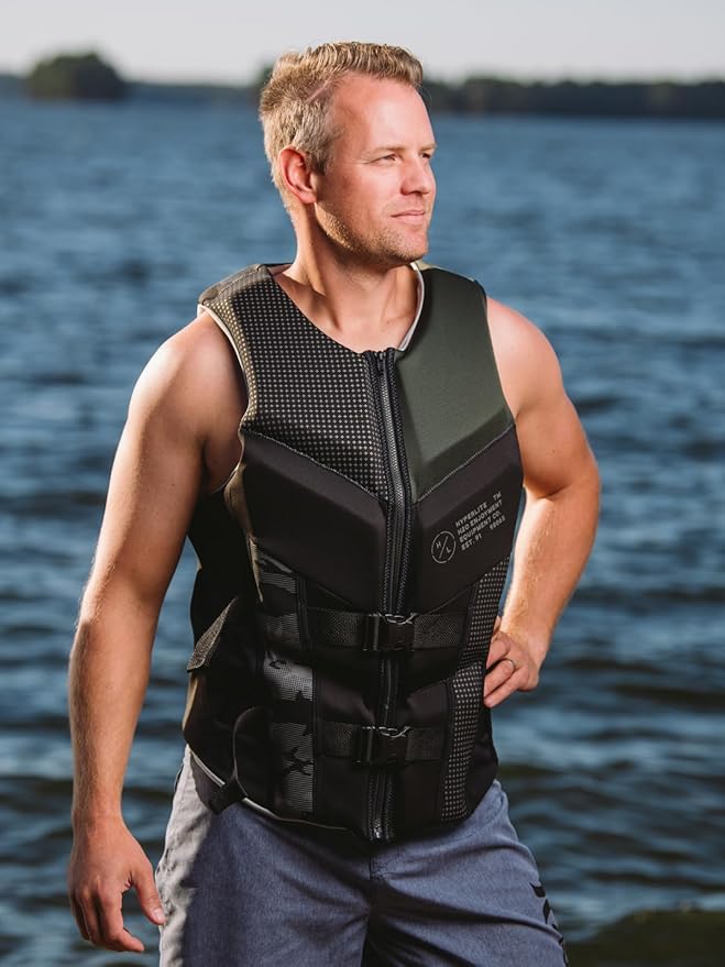 HyperLite Men's Elite Life Jacket - US Coast Guard Approved Level 70 Buoyancy Aid, Great for Any Water Sports Activity Including Boating, Paddle & Swimming