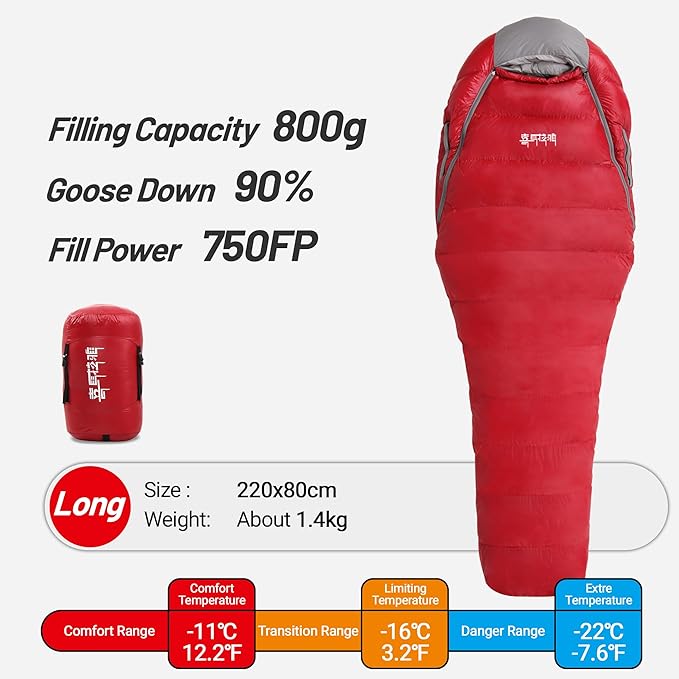 Himalaya 0 Degree Sleeping Bag for Adult Ultralight Down, -20°F-40°F, Cold Weather, Autumn & Winter, Hiking Backpacking Sleeping Bags