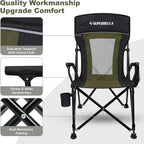 Camping Chair Portable Folding Lawn Chair Comfortable Hard Arm Sturdy for Family Camp, Outdoor, Sports, Beach, Travel, Support 400 lbs, Black&Green