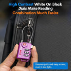 Forge TSA Approved Luggage Locks, Re-settable Combination with Alloy Body (Dark Purple 4 Locks)