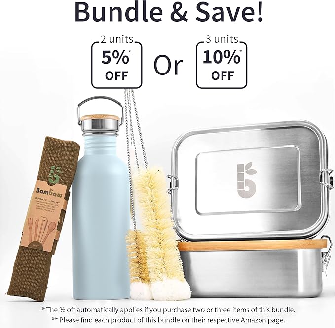 Bambaw Metal Water Bottle 750 ml, Light Blue Sports Bottle, Non-Insulated Water Bottle, Stainless Steel Bottle 750 ml, Stainless Steel Bottle – Nordic Blue