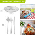 Odoland 39pcs Camping Cookware Mess Kit, Non-Stick Large Size Hanging Pot Pan Kettle with Base Dinner Cutlery Sets for 6 and More, Cups Dishes Forks Spoons Kit for Outdoor Camping Hiking Picnic