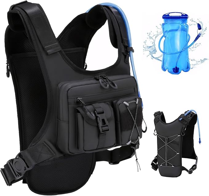 USA Original Patent Running Hydration Vest Backpack, Lightweight Chest Pack with 2.0L Water Bladder Bag Daypack for Hiking Running Cycling Race Marathon for Women Men