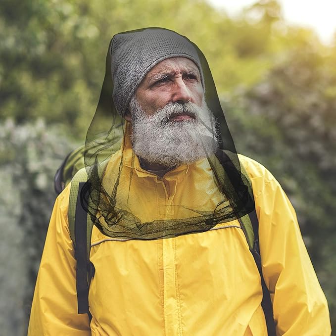 HESTYA 4 Pack Mosquito Head Net Face Mesh Protecting Net for Outdoor Hiking Camping Climbing Mosquito Fly Insects Preventing(Black, Gray)