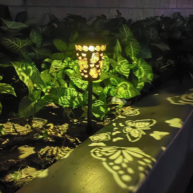 Solar Pathway Lights Outdoor Waterproof, Metal Copper Butterfly Solar Lantern for Yard, Garden, Walkway, Patio Decor and More, Ideal Landscape Lighting Gift for Women, Mom, Grandma