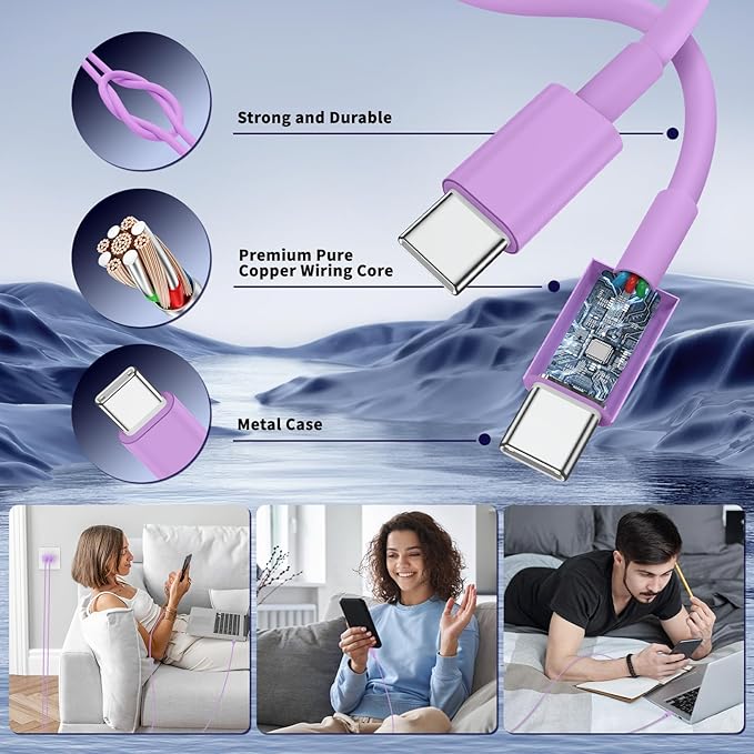 QZIIW Super Fast Samsung Charger Type C,45W Dual Port USB C Fast Charger Block [2-Pack] & Extra Long 60W 3/6/6/10FT USB C Cable - PD Quick Charging 3.0 for Samsung Galaxy S25 Ultra/S24+/S23 iPhone 16