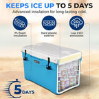 SereneLife Ultra-Tough 25-75 Quart Rotomolded Cooler Box, Holds Upto 64 Cans, Keeps Ice Up to 5 Days, Heavy-Duty Insulated Portable Ice Chest Box, Ideal for Camping, Beach, Picnics, Tailgating, etc