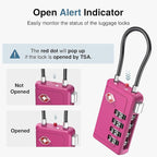 Puroma TSA Approved Luggage Travel Locks with Open Alert Indicator, 4 Digit Combination Resettable Code Zinc Alloy Lock for Suitcase, Backpack, Bag, Toolbox, Locker (2 Pack, Rose Red)