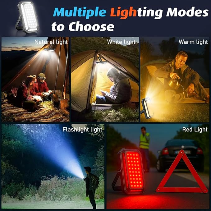 LED Camping Lantern Rechargeable, 10000mAh Portable Camping Lights up to 120+ Hours, 12 Light Modes, Dimmable, LCD Digital Display, Waterproof, Camping Essentials for Power Outages, Emergency