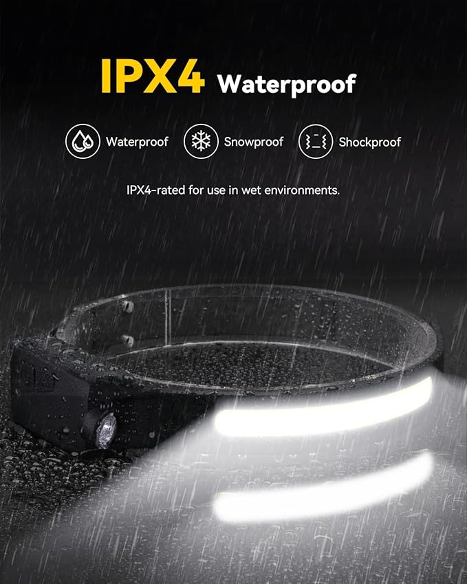 Headlamps Rechargeable with Red Light 2 Pack, 230° Wide Beam Running LED Head Lamp for Adults, Headlights for Head with Motion Sensor, Hard Hat Light Flashlight for Runners, Camping, Hiking, Fishing