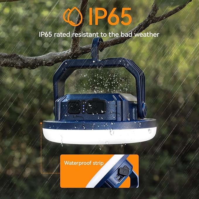 VAVOFO 30W LED Camping Lantern Rechargeable, 3000LM,124 LED with 3 Lighting Modes, 7200mAh Portable Tent Light with Magnet, IP65 Waterproof for Emergencies ,Power Outages,Hurricane (Blue)