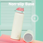 40 oz Insulated Water Bottle with Straw: Meoky Stainless Steel Metal Water Bottle with 2-in-1 Lid - Leak Proof, Cold for 24 Hours, Protective Silicone Base, BPA-Free for Sports Gym, Cream