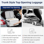 20 Inch Carry on Luggage 22x14x9 Airline Approved Hard Shell Suitcases with Wheels, Top Opening Expandable Carry on Luggage with Cup Holder Small Rolling Suitcase with Lock, White