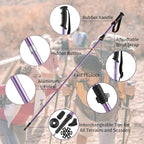 AISUNOURDOOR Lightweight Adjustable Trekking Poles, Aluminum Collapsible Travel Hiking or Walking Sticks for Women Children, with One Disposable Raincoat
