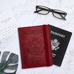 WALNEW Passport Holder for Travel, RFID Passport Cover Wallet for Women Men, PU Leather Passport Book Card Holder Case with Pen, Travelling Essentials for Flying