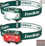 EverBrite Headlamp, 2 Pack Kids Headlamp with Red Light and Memory Function, Head Lamp for Adults and Kids with 5 Modes, Bright Headlamps for Camping, Running, Batteries Included
